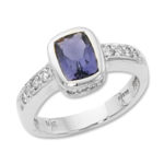 Amethyst & Diamond Ring image: 14KW 8X6 CUSH & 16-.02 DIA-AMETHYST