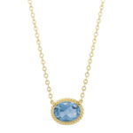 14KG 8X6 OVAL BLUE TOPAZ 18-19″ CHAIN picture