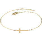 14KG SIDEWAYS CROSS ANKLET 9-10″ ADJ picture