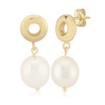 14KG 8MM FLAT OPEN CIRCLE FW PEARL DROP picture