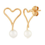 14KY HEART STUD W/FW-PEARL picture