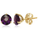 14KG 6MM 3 PRONG AMETHYST STUD picture