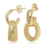 SS VERMEIL WIDE TEXTURED OVAL DROP picture