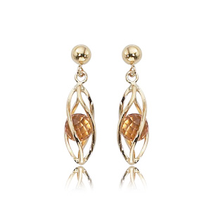 Caged Citrine Drops image: 14KG BALL TOP CAGE-CTRNE