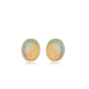 Opal Studs image: 14KG 6X4 OPAL TWIST WIRE