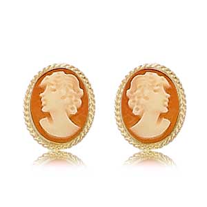 Cameo Studs image: 14KG 10X8 CAMEO TW/WIRE