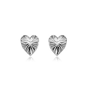 Lined Heart Studs image: 14KWG SMALL LINED HEART