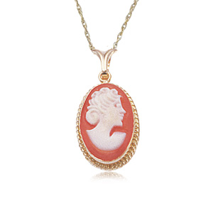 Rimmed Cameo on 18" Chain image: 14KG 14X10 CAMEO TW/WIRE