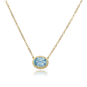 14KG 8X6 OVAL BLUE TOPAZ 18-19″ CHAIN picture