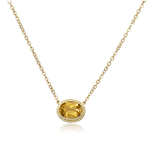 14KG 8X6 OVAL CITRINE 18-19″ CHAIN picture