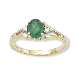 Emerald & Diamond Ring image: 14KG 7X5 EMERALD RING