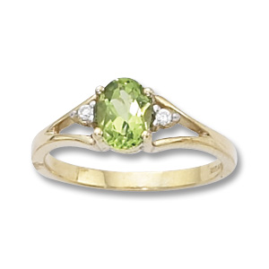 Peridot & Diamond Ring image: 14KG 7X5 PERIDOT RING