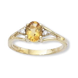 Citrine & Diamond Ring image: 14KG 7X5 CITRINE RING