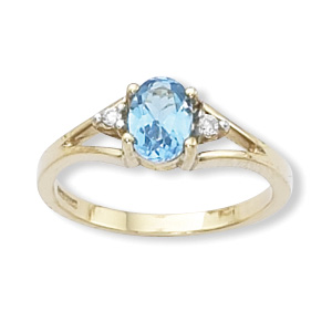 14KG 7X5 SWISS BLUE TOPAZ RING picture