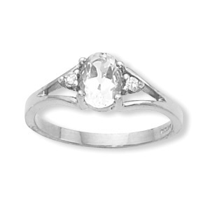 14KWG 7X5 WHT TOPAZ RING picture