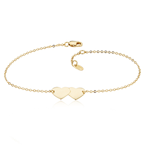 14KG DOUBLE HEART ANKLET 9-10″ ADJ picture