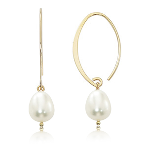 Pearl Hoops image: 14KY SMALL SIMPLE SWEEP FWP