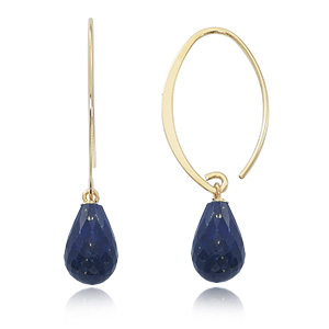 Lapis Hoops image: 14KY SMALL SIMPLE SWEEP LAPIS