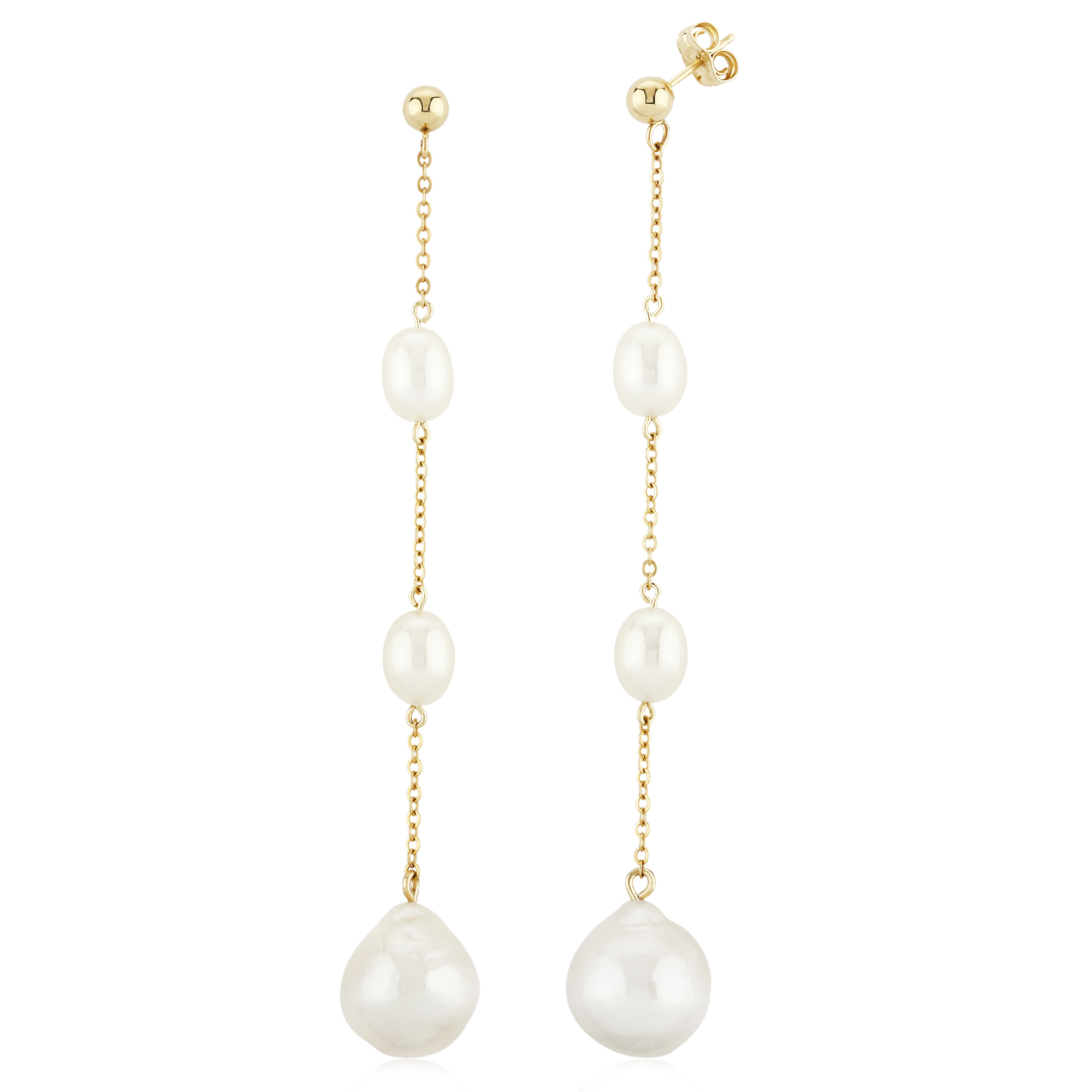 14KY 2-8X6 FW PEARLS W/BAROQUE DROP picture