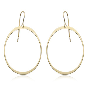 Large Open Oval Drop Earrings image: 14KY LARGE SIMPLE OVAL
