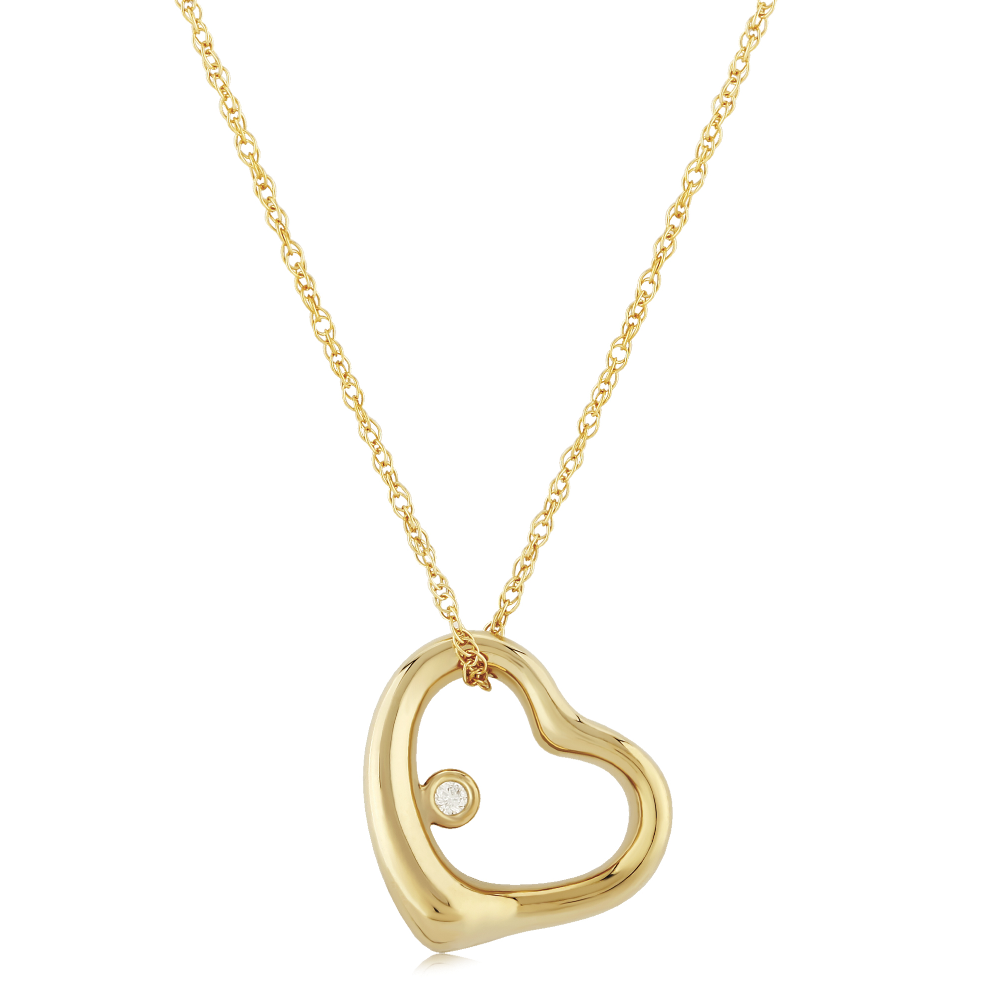 14KG 12MM OPEN HEART W/.03CT DIA picture