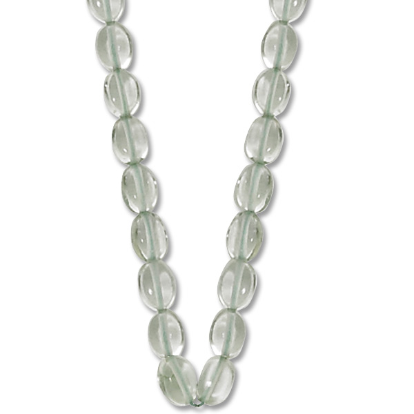 Praseolite Bead Necklace image: 14KY 6X4 TUMBLED BEAD-PRASEOLTE