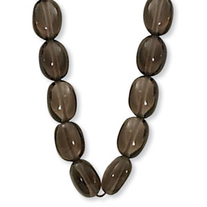 Smokey Quartz bead Necklace image: 14KY 6X4 TUMBLED BEAD-SMOKEY