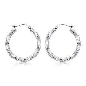 Large Fancy Hoops image: SS LG EMBOSSED SHELL