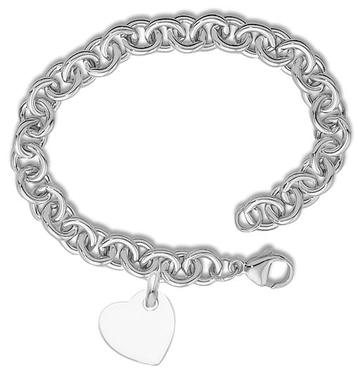 Heavy Cable Bracelet With Heart Tag image: SS HEAVY CABLE 7.5IN & .060 HEART TAG