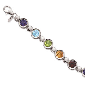 Multi Colored Stone Bracelet image: SS 12-6MM MULTI STONES