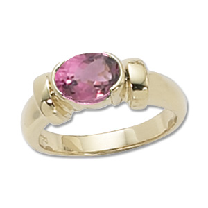 Oval Pink Tourmaline Ring image: 14KY 8X6 OVAL PINK TOURMALINE