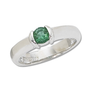 Round Emerald Ring image: 14KW 4.5MM RND EMERALD