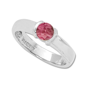 Round Pink Tourmaline Ring image: 14KW 4.5MM RND PINK TOURM