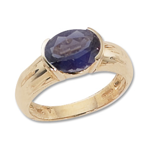Oval Iolite Ring image: 14KY 9X7 OVAL IOLITE