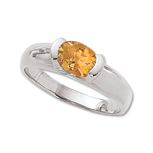Oval Citrine Ring image: 14KW 7X5 OVAL CITRINE