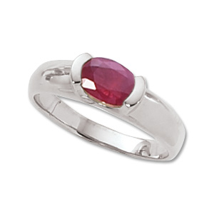 Oval Ruby Ring image: 14KW 7X5 OVAL RUBY