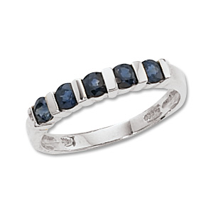 Sapphire Semi Bezel Ring image: 14KW 5-3MM RND SAPPHIRE