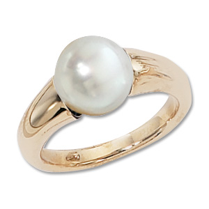 Suspended Pearl Ring image: 14KY 9MM 3/4 FW-PEARL
