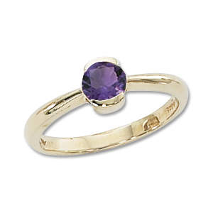 Round Amethyst Ring image: 14KY 5MM FACETED RND AMETHYST
