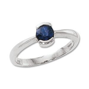 Round Sapphire Ring image: 14KW 5MM FACETED RND BLUE SAPPHIRE