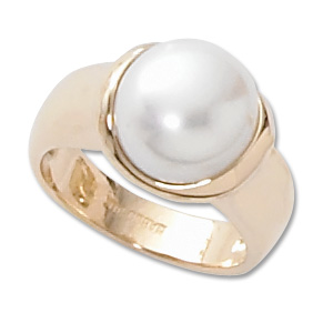 Recessed Button Pearl Ring image: 14KY 10.5 FW BUTTON PRL