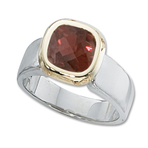 Two-Tone Cushion Garnet Ring picture