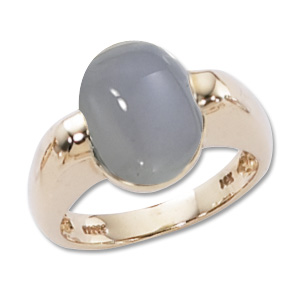 Cabin Blue Chalcedony Ring image: 14KY 12X10 INDBL CABIN BLUE CHALCEDONY