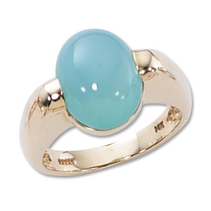 Cabin Caribbean Blue Chalcedony Ring image: 14KY 12X10 INDBL CABIN CARIB BLUE CHALCEDONY