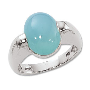 Cabin Caribbean Blue Chalcedony Ring image: 14KW 12X10 INDBL CABIN CARIB BLUE CHALCEDONY