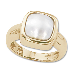 Cusion Mobe Pearl Ring image: 14KY 9MM CUSHION MOBE