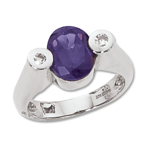Oval Amethyst & Diamond Ring picture