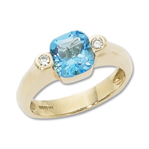 Cushion Blue Topaz & Diamond Ring picture