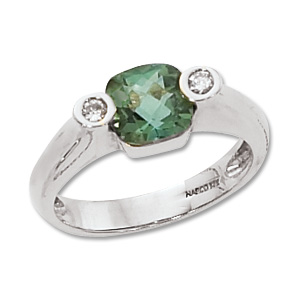 Cushion Green Tourmaline & Diamond Ring picture