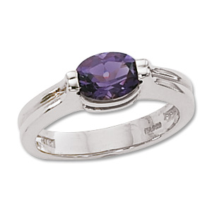Oval Amethyst Ring image: 14KW 8X6 FACETED OVAL AMETHYST